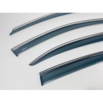 Дефлекторы окон Volkswagen Jetta 2011-2018 Sedan/USA с нерж. хром полоской-3